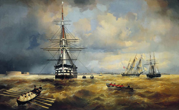 1840. Aivazovsky. The Kronstadt sea-raid.